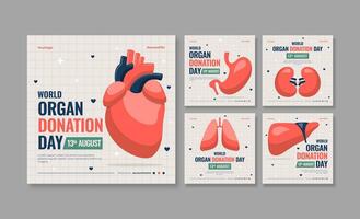 Welt Organ Spende Tag Sozial Medien Post. Sozial Medien Vorlage. modisch editierbar Sozial Medien Vorlage vektor