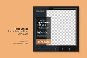 verklig egendom eller fast egendom trendig redigerbar mall. hus för försäljning social media posta mall vektor