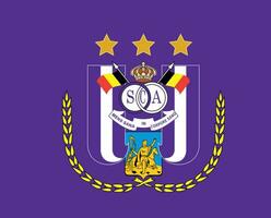 anderlecht klubb logotyp symbol belgien liga fotboll abstrakt design vektor illustration med lila bakgrund
