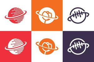 einstellen von Globus Logo Design Vektor mit kreativ Element Konzept