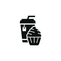 Cupcake und trinken Symbol. schnell Essen Symbol isoliert auf Weiß Hintergrund vektor