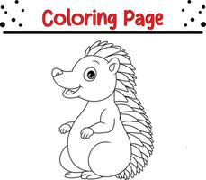 igelkott färg sida för barn. svart och vit vektor illustration för färg bok