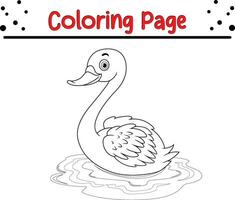 Anka färg sida för barn. svart och vit vektor illustration för färg bok