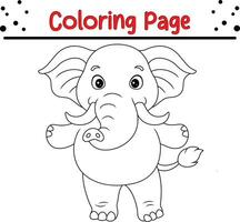 söt elefant tecknad serie färg sida. djur- illustration vektor. för barn färg bok. vektor