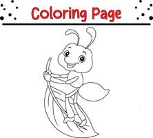 söt myra tecknad serie färg sida. djur- illustration vektor. för barn färg bok. vektor