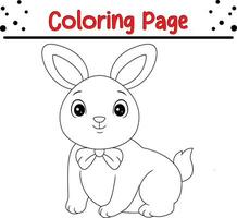 söt kanin djur- färg sida illustration vektor. för barn färg bok. vektor