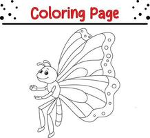 söt buggar och insekt tecknad serie färg sida. djur- illustration vektor. för barn färg bok. vektor