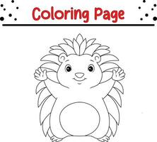 söt igelkott djur- färg sida illustration vektor. för barn färg bok. vektor