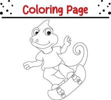 Eidechse Färbung Seite zum Kinder. schwarz und Weiß Vektor Illustration zum Färbung Buch