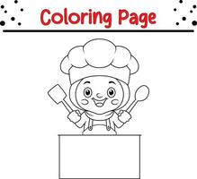 liten flicka färg sida för barn. svart och vit vektor illustration för färg bok