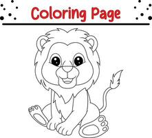 süß Löwe Tier Färbung Seite zum Kinder. schwarz und Weiß Vektor Illustration zum Färbung Buch.