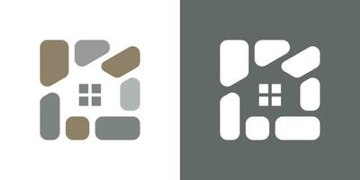 Stein und Haus Logo Design abstrakt Symbol Vektor Illustration