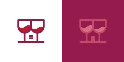 Logo Design Kombination von Wein Glas und Haus. vektor