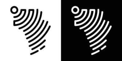 logotyp design signal och Karta av afrika linje vektor illustration