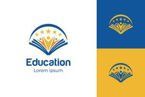 utbildning bok logotyp med människor stjärna tecken symbol ikon design, för universitet logotyp design vektor