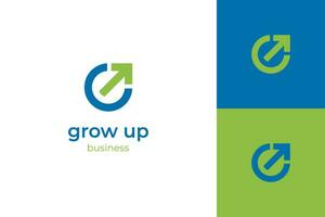 företag tillväxt logotyp med cirkel och pil upp symbol för investering, finansiell växande Framgång logotyp ikon design vektor