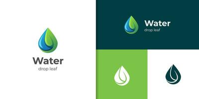 Wasser fallen und Blatt Logo Symbol einfach Natur Logo Symbol Design vektor