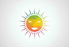 niedrig poly und Sonne Logo, Vektor Design Konzept