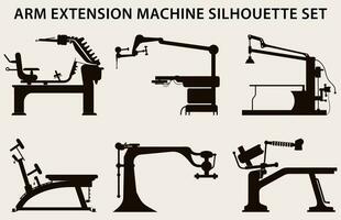 uppsättning av Gym Utrustning silhuett vektor, kondition element maskin illustration bunt vektor