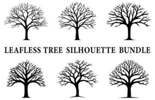 Baum ohne Blätter Silhouetten bündeln, einstellen von unheimlich Baum, tot Baum Silhouetten, blattlos Baum Vektor einstellen