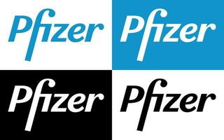 pfizer Vektor Logo - - neueste Blau und schwarz Farbe Silhouette einstellen - - amerikanisch pharmazeutische Konzern Das Forschung und Entwicklung Impfungen und medizinisch Produkte.