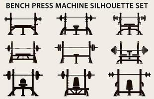 uppsättning av Gym Utrustning silhuett vektor, kondition element maskin illustration bunt vektor