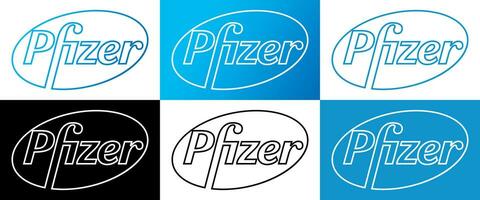 pfizer Vektor Logo - - neueste Blau und schwarz Farbe Silhouette einstellen - - amerikanisch pharmazeutische Konzern Das Forschung und Entwicklung Impfungen und medizinisch Produkte.
