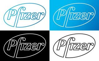 pfizer Vektor Logo - - neueste Blau und schwarz Farbe Silhouette einstellen - - amerikanisch pharmazeutische Konzern Das Forschung und Entwicklung Impfungen und medizinisch Produkte.