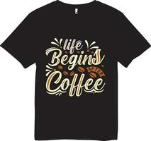 upphöja din morgnar med vår kaffe typografi t-shirt. tillverkad för kaffe älskare, detta mjuk, eleganta tee skryter en slående design den där fångar de väsen av din dagligen brygga. vektor