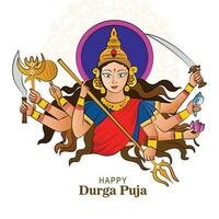 indisk Gud durga i Lycklig durga puja subh Navratri bakgrund vektor