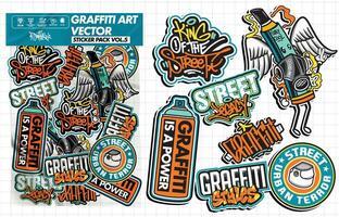 Graffiti Kunst Vektor Aufkleber Illustration. einstellen von Vektor Design mit bunt Designs