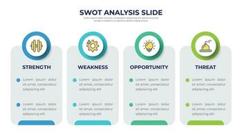 SWOT analys. styrka, svaghet, möjlighet, hot diagram begrepp presentation. vektor