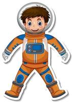 astronaut eller rymdman seriefigur i klistermärke stil vektor