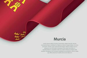 3d Band mit Flagge Murcia. Spanisch autonom Gemeinschaft. isoliert auf Weiß Hintergrund vektor