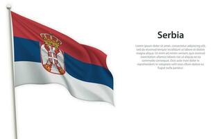vinka flagga av serbia på vit bakgrund. mall för oberoende dag vektor