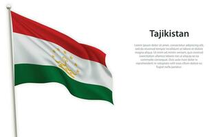 winken Flagge von Tadschikistan auf Weiß Hintergrund. Vorlage zum Unabhängigkeit Tag vektor
