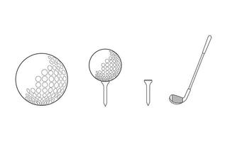 Hand gezeichnet Karikatur Vektor Illustration Golf Ball Stock und Golf Tee Sport Symbol isoliert auf Weiß Hintergrund