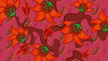 ethnisch indonesisch Muster Batik Motive mit sehr unverwechselbar Pflanze Blumen- Javanase Element Erbe vektor