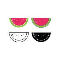 mogen vattenmelon i skivor för känsla färsk sommar tid. färsk röd melon skiva med frön eller ossikel. mat, frukt, melon, sommar, vatten, ikon. vektor illustration. design på vit bakgrund. eps10