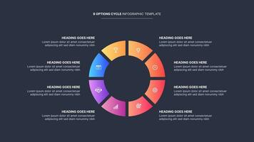 acht 8 Schritte Optionen Kreis Geschäft Infografik modern Design Vorlage vektor