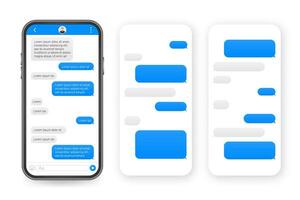 chatt gränssnitt Ansökan med dialog fönster. rena mobil ui design begrepp. SMS budbärare. vektor stock illustration