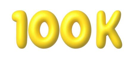 100.000, 100000 Anhänger im Sozial Medien. 3d Gold Vektor Design Element im Karikatur Stil.