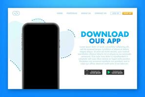 3d knapp med ladda ner vår app för webb sida design. företag ad baner. vektor