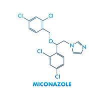 Miconazol Konzept chemisch Formel Symbol Etikett, Text Schriftart Vektor Illustration.