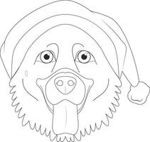 jul hälsning kort för färg. tysk herde hund med jultomten hatt vektor
