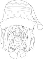 jul hälsning kort för färg. briard eller Brie herde hund bär en scarf och en ull- keps för vinter- vektor