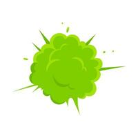 lukta grön tecknad serie rök eller fisa moln platt stil design vektor illustration.