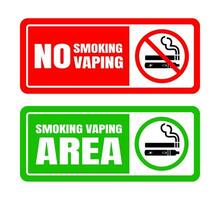 Nein Rauchen Nein vaping und Rauchen Bereich Zeichen Satz. vektor