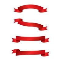 uppsättning röd band, banderoller, märken, etiketter samling tom mall vektor