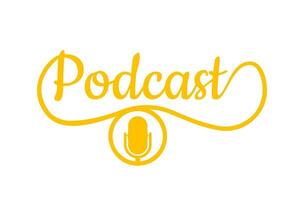 podcast. bricka, ikon stämpel logotyp vektor stock illustration